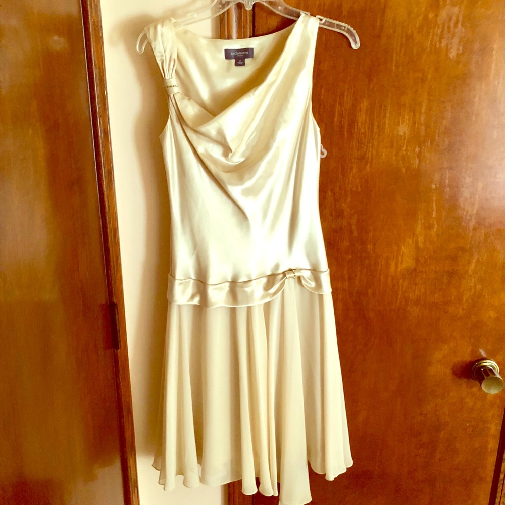 Champagne colored special occasion dress, size 8